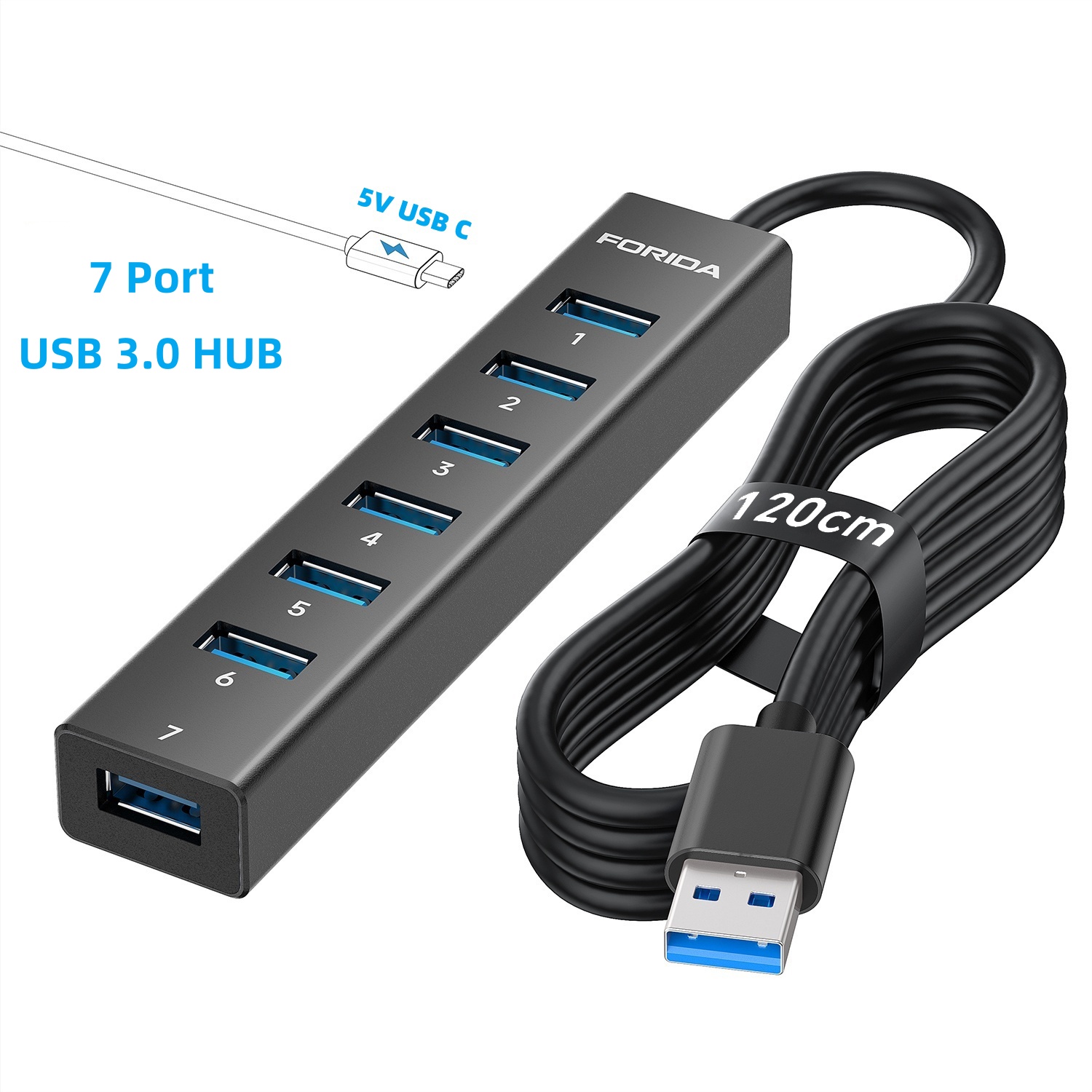 FORIDA Aluminum 7 Ports 5Gbps  - đánh giá và giá Laptop Accessories Hub