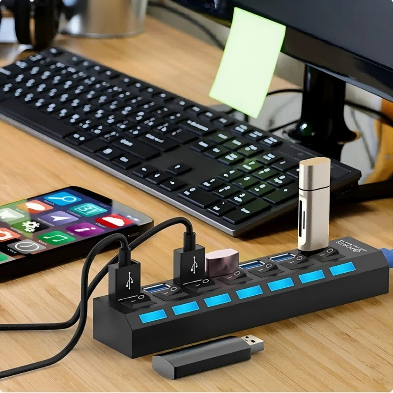 7 Ports USB 2.0 Hub LED 5Gbps  - đánh giá và giá Laptop Accessories Hub