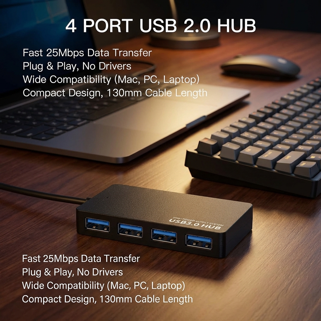 High-Speed USB 2.0 Hub 4-Port  - đánh giá và giá Laptop Accessories Hub